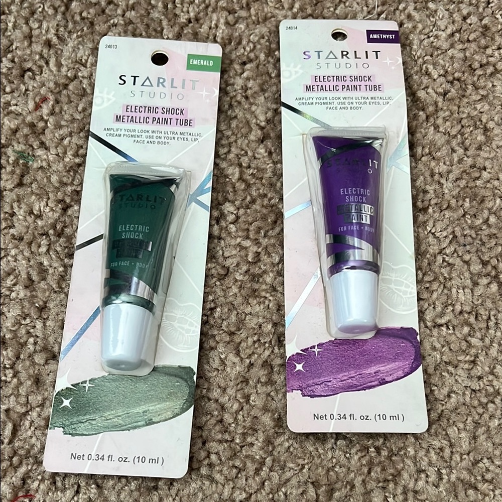 New! Starlit studio Electric Shock Metallic Paint Tube Set - Emerald & Amethyst
